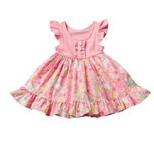 Eleanor Rose Pink Floral & Bunnies Kirby Dress Size 2